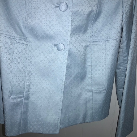 Rafaella pale blue 3 button jacket Sz 10 princess seaming back gathers lined - Picture 2 of 7